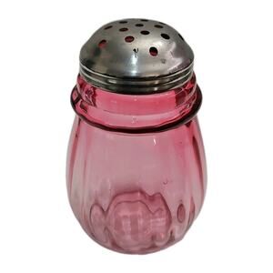 Antique Hobbs Brockunier Sugar Shaker Muffineer Ring Neck Cranberry Glass 5"